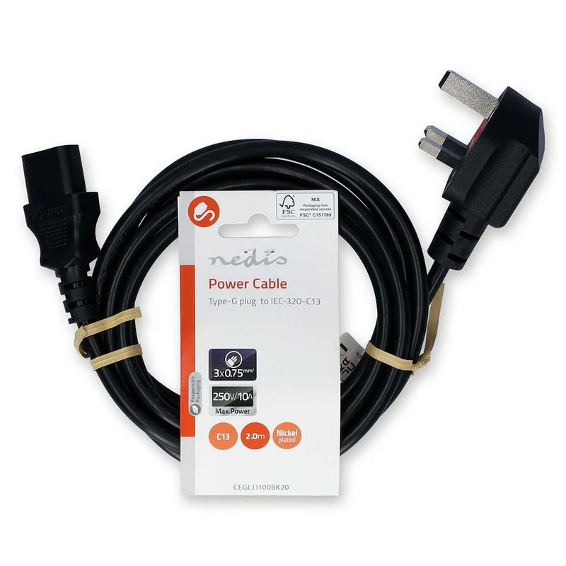 Stroomkabel UK Male - IEC-320-C13 - Gehoekt