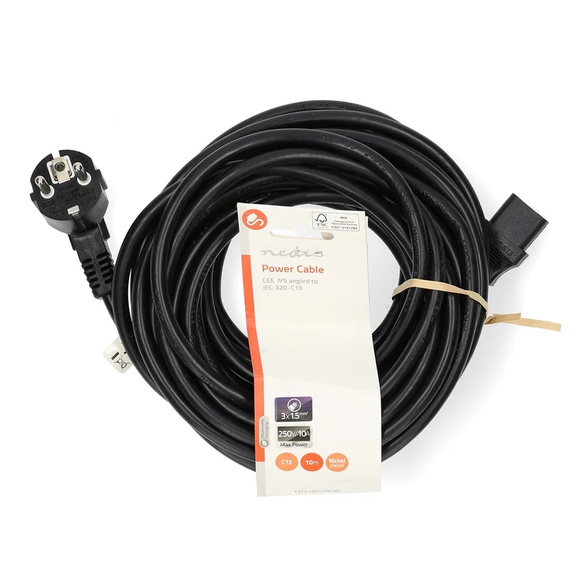 Stroomkabel Type F (CEE 7/7) Male - IEC-320-C13 - Gehoekt