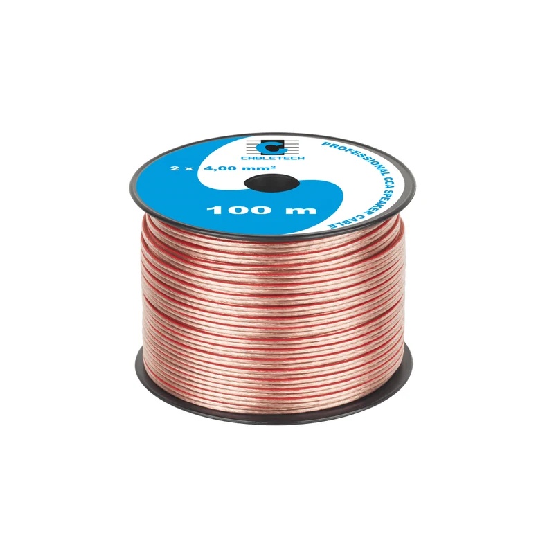 Speaker Kabel 100 Meter 2x4.0 mm² CCA Transparant KAB0361 – Luidsprekerkabel Rol – Audio Kabel Budget
