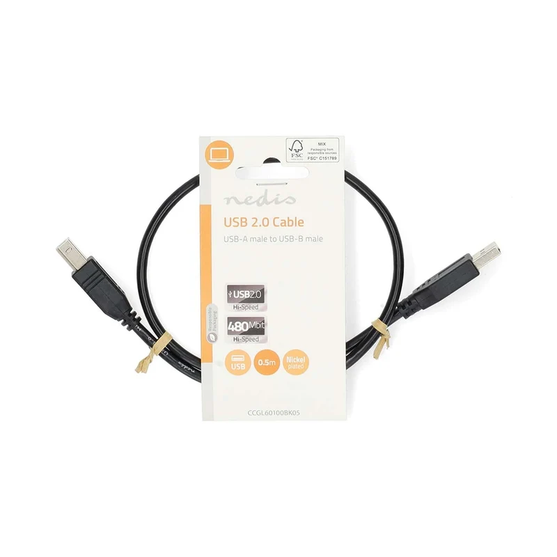 USB-Kabel USB 2.0 - USB-A Male - USB-B Male