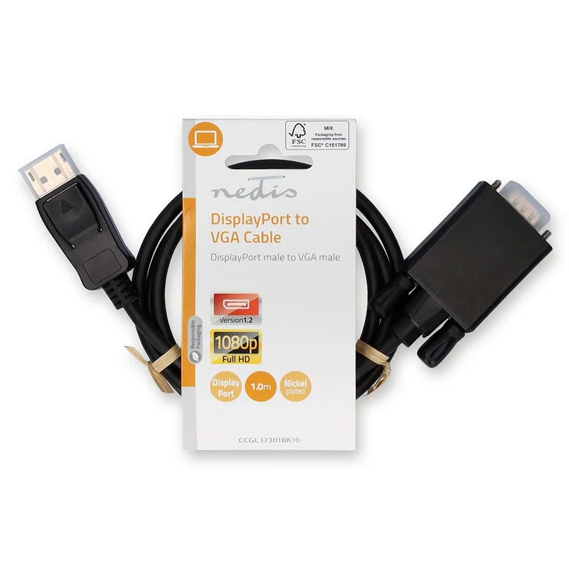 VGA-Kabel DisplayPort Male - VGA Male - Vernikkeld