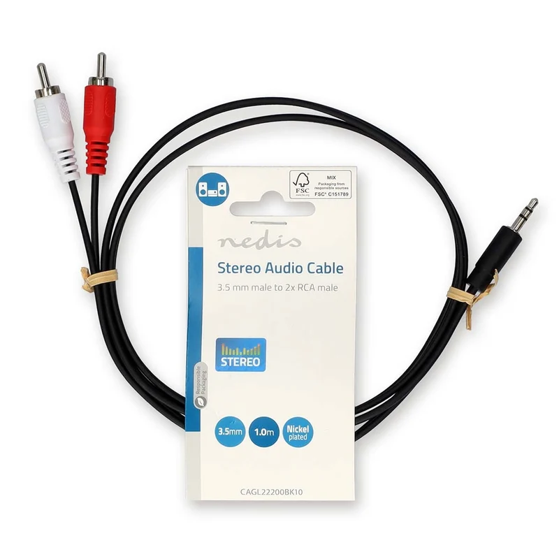 Stereo-Audiokabel 3,5 mm Male - 2x RCA Male - Vernikkeld