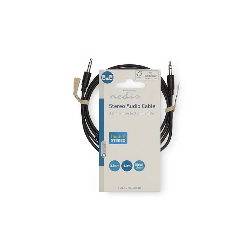 Stereo-Audiokabel 3,5 mm Male - 3,5 mm Male - Vernikkeld