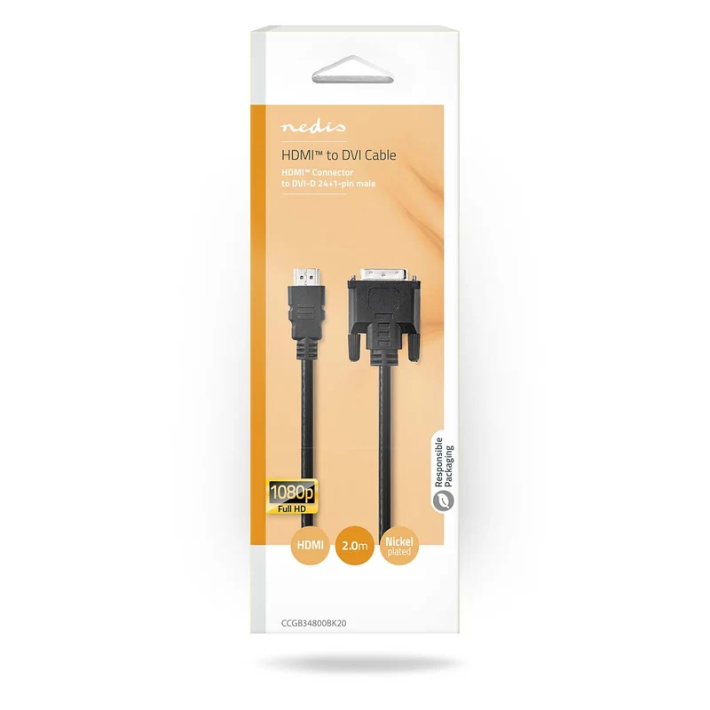 HDMI™ Kabel HDMI™ Connector - DVI-D 24+1-Pins Male - 1080p