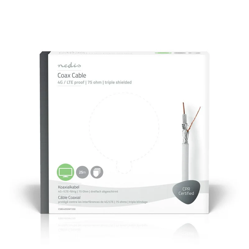 Coaxkabel op Haspel 4G / LTE Secure - 75 Ohm - Drievoudig Afgeschermd