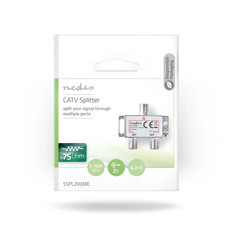 CATV-Splitter 5 - 1000 MHz - Tussenschakeldemping: 4.2 dB - 75 Ohm