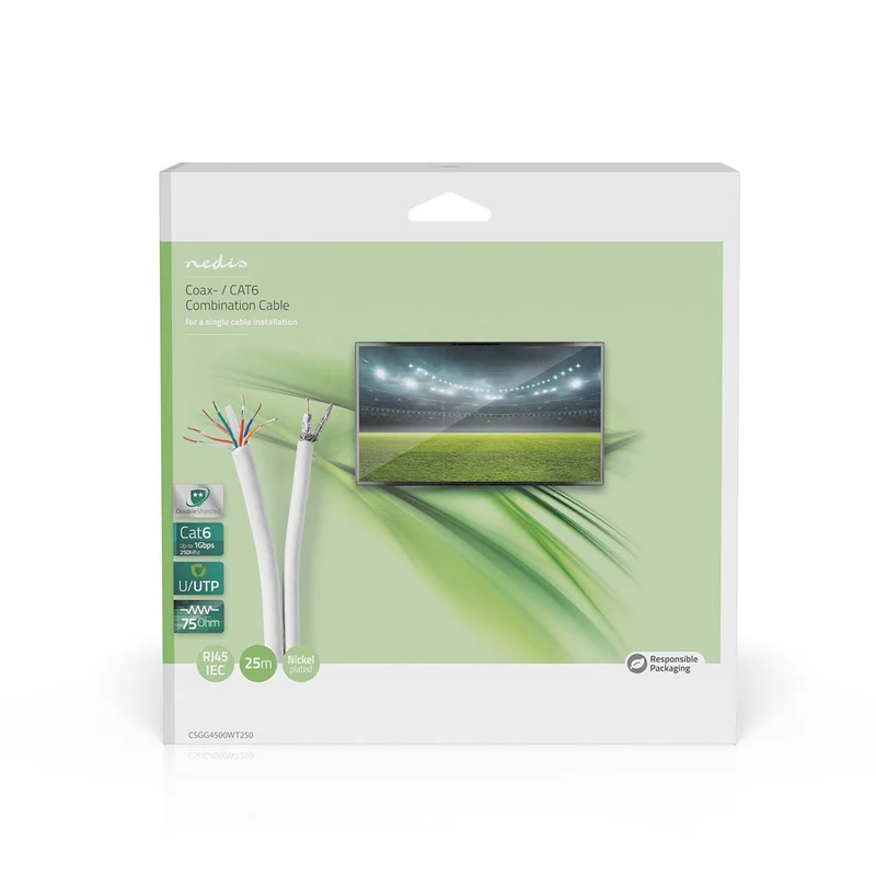 IEC (Coax) CAT6 Combikabel op rol RG58 - 75 Ohm - Drievoudig Afgeschermd