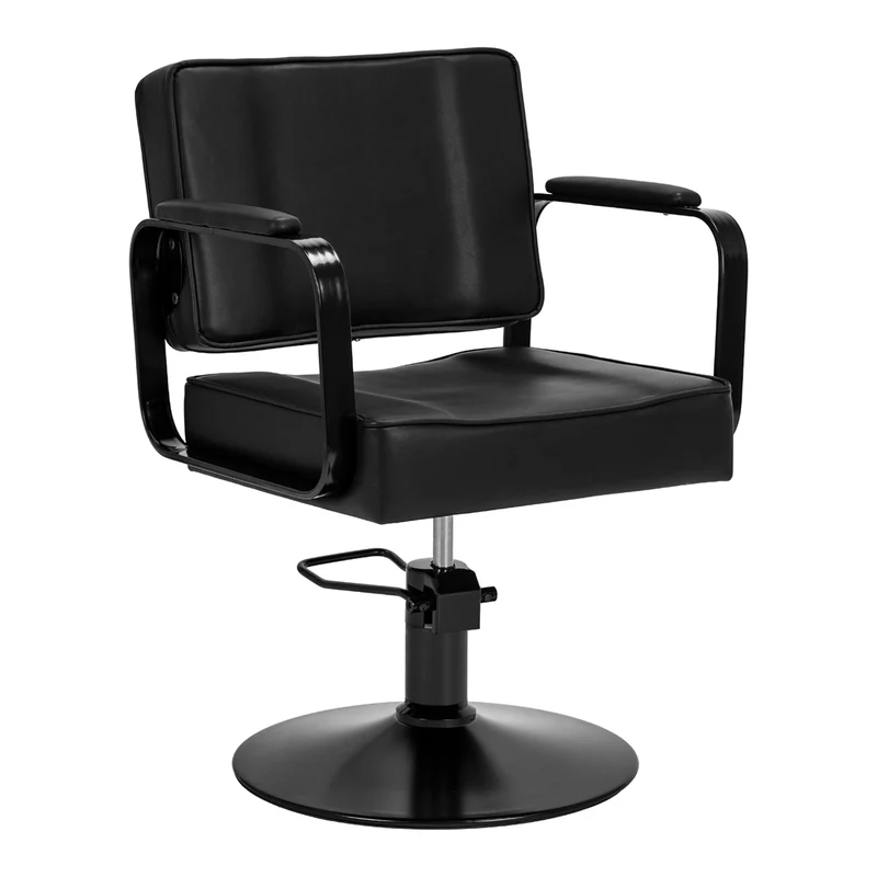 Hair System Studio Noir Kappersstoel Met Verstelbare Rug En Armleuningen Voor Professioneel Gebruik Zwart