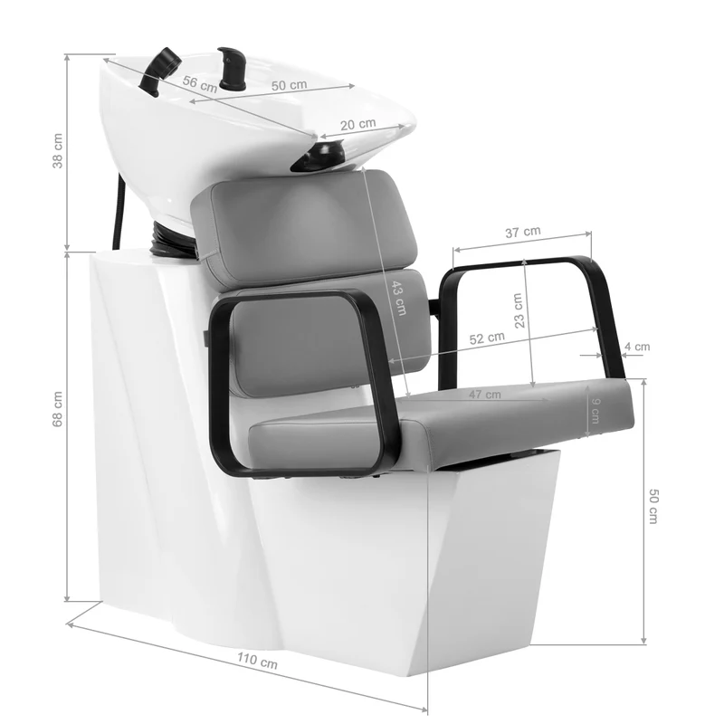 Gabbiano Porto BM Haarwasunit Grijs Ergonomisch Ontwerp Voor Professionele Kapsalon