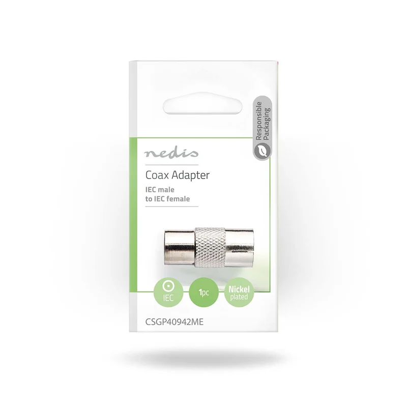 Satelliet- en Antenne-Adapter IEC (Coax) Male - IEC (Coax) Female - Vernikkeld