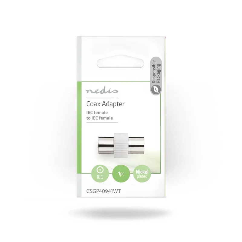 Satelliet- en Antenne-Adapter IEC (Coax) Female - IEC (Coax) Female - Vernikkeld