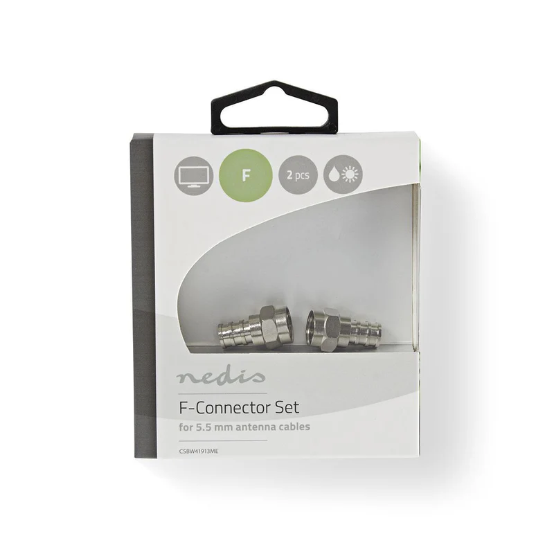 F-Connector Recht - Male - Vernikkeld