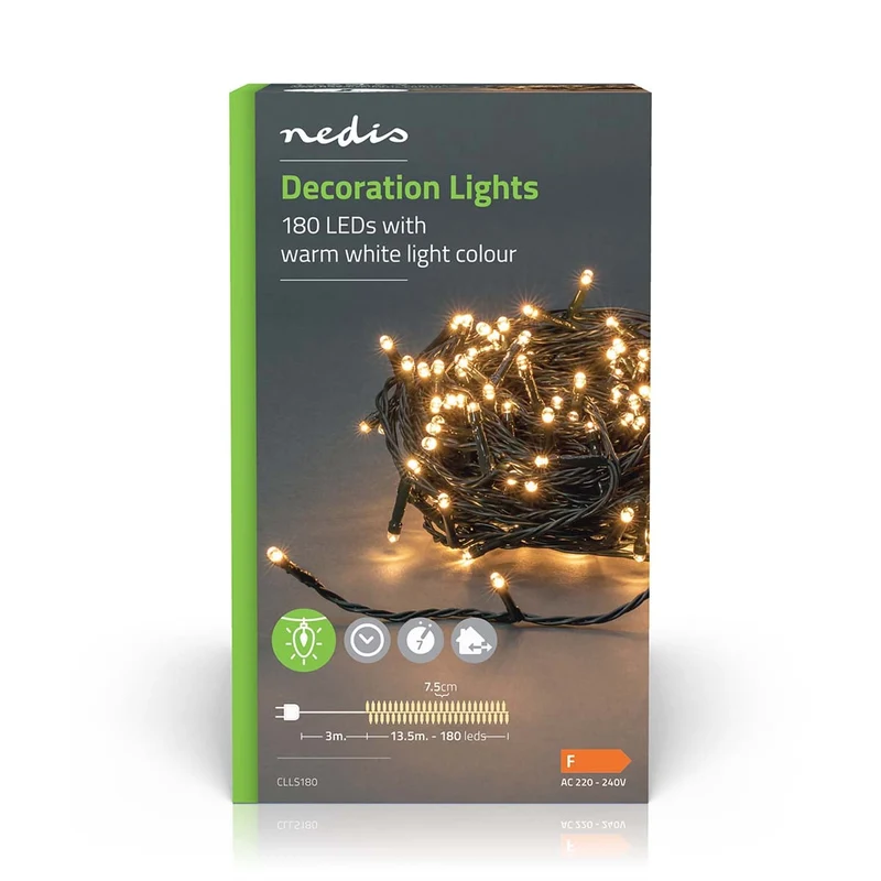 Kerstverlichting Koord - 180 LED's - Warm Wit
