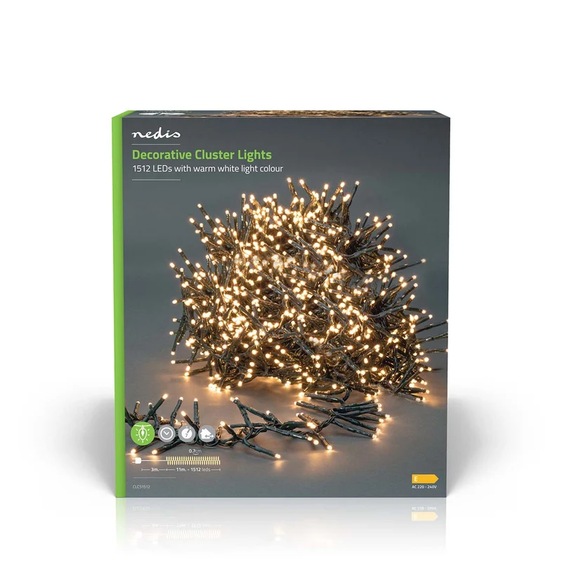 Kerstverlichting Cluster - 1512 LED's - Warm Wit