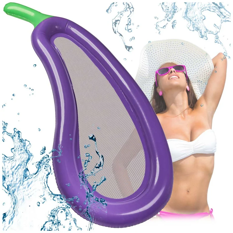 Opblaasbaar Luchtbed Aubergine XXL 240 cm – Drijvend Zwembad Luchtbed met Mesh Ligvlak – Waterhangmat voor Zwembad & Strand