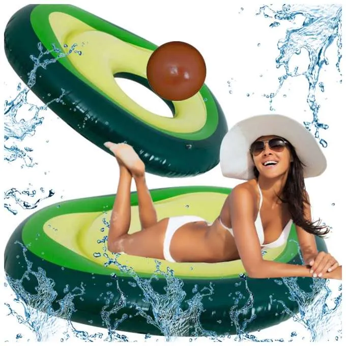 Opblaasbaar Avocado Luchtbed XL met Bal – 150x115 cm – Zwembad Luchtbed voor Volwassenen & Kinderen
