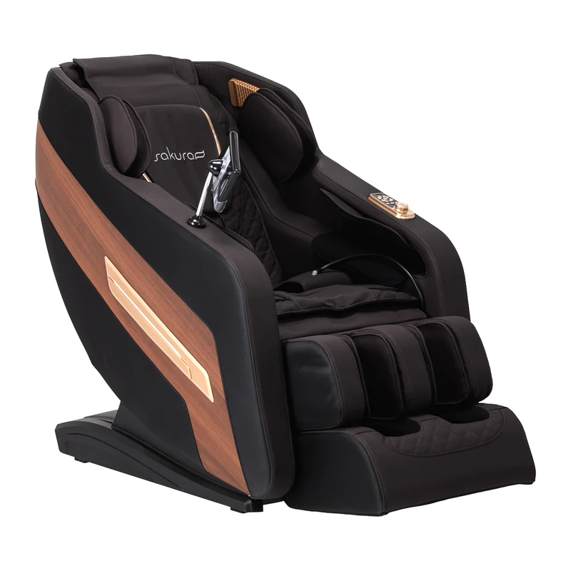 SAKURA Massagestoel 306A Houten Lederen Afwerking Compacte Krachtige Diepe Ontspanning