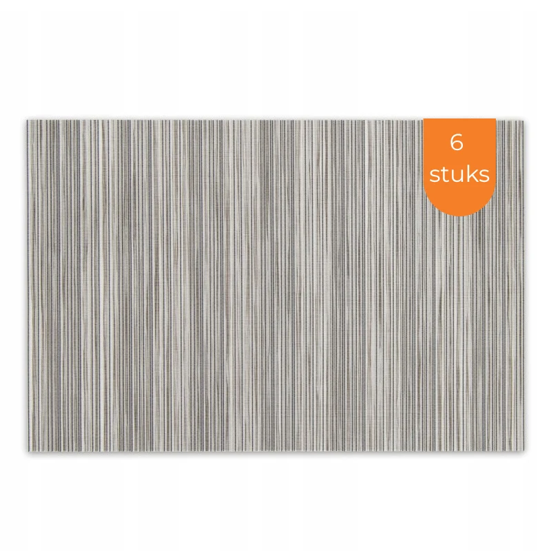 Placemats Set 6 Stuks 30x45 cm – Beige Zwart Gestreept – Afwasbare Kunststof Placemats – Hittebestendig