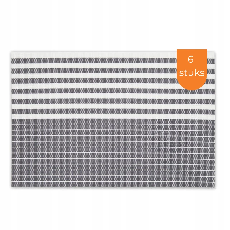 Placemats Set 6 Stuks 30x45 cm – Wit Grijs Gestreept – Afwasbare Kunststof Placemats – Hittebestendig