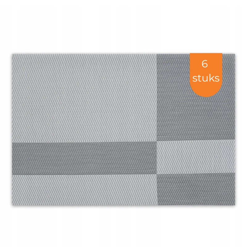 Placemats Set 6 Stuks 30x45 cm – Lichtgrijs Antraciet – Afwasbare Kunststof Placemats – Hittebestendig