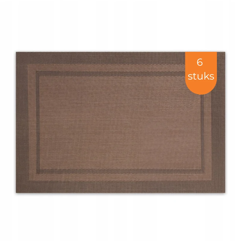 Placemats Set 6 Stuks 30x45 cm – Bruin – Afwasbare Kunststof Placemats – Hittebestendig