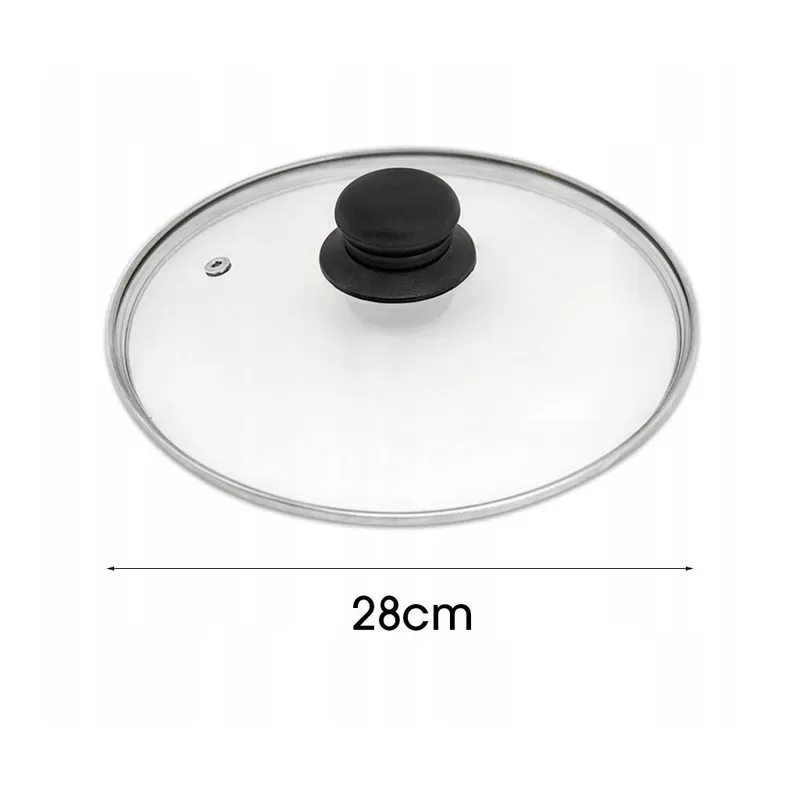 Pannendeksel 28 cm van Glas – Universeel Glazen Deksel voor Koekenpan, Hapjespan, Wok en Kookpan