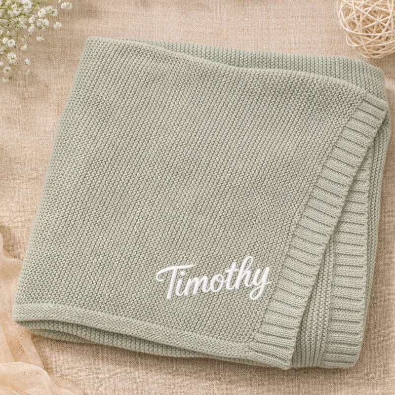 Personalized Baby Blanket – Zacht & Uniek – Katoenen Gepersonaliseerd Geborduurde Deken