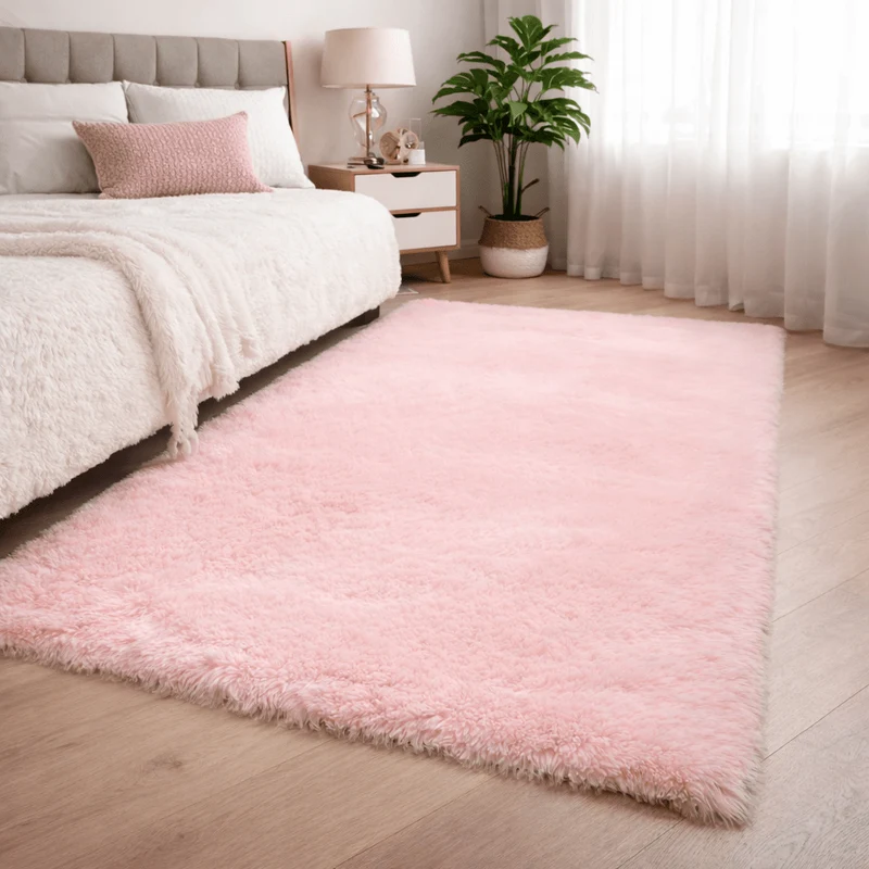 Zacht Hoogpolig Vloerkleed voor Woonkamer Slaapkamer Lounge Modern Decoratief Wollig Tapijt Antislip | Sansoti