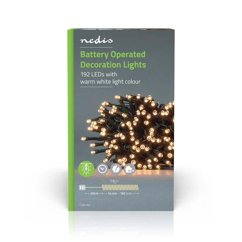 Kerstverlichting Koord - 192 LED's - Warm Wit