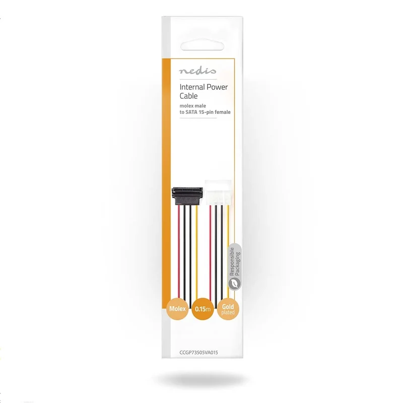 Interne Voedingskabel Molex Male - SATA 15-Pins Female - Verguld