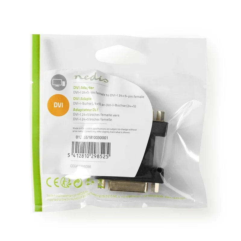 DVI-Adapter DVI-I 24+5-Pins Female - DVI-I 24+5-Pins Female - Vernikkeld