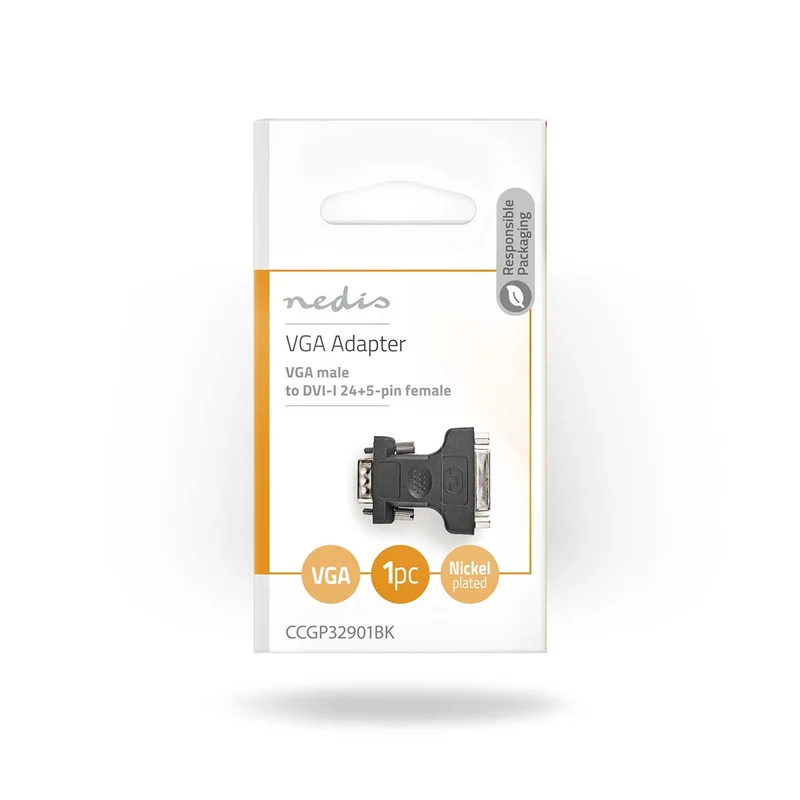 VGA-Adapter VGA Male - DVI-I 24+5-Pins Female - Vernikkeld