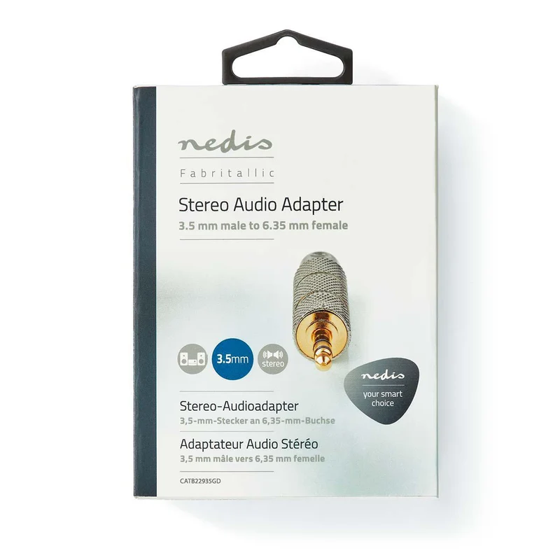 Stereo-Audioadapter 3,5 mm Male - 6,35 mm Female - Verguld