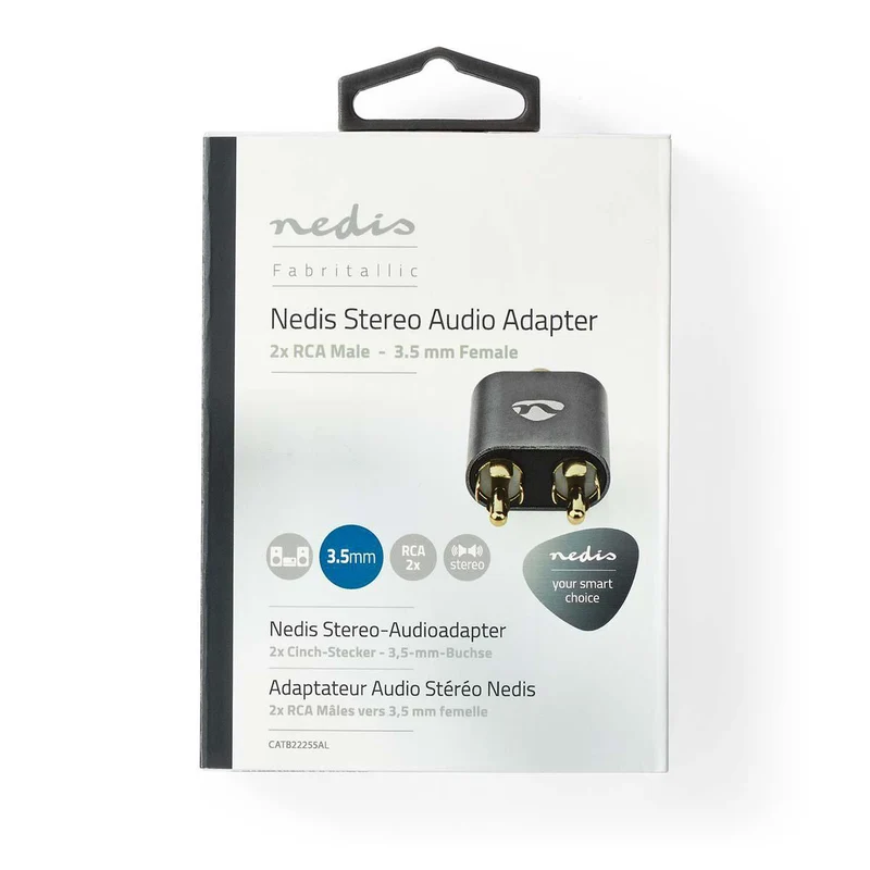 Stereo-Audioadapter 2x RCA Male - 3,5 mm Female - Verguld