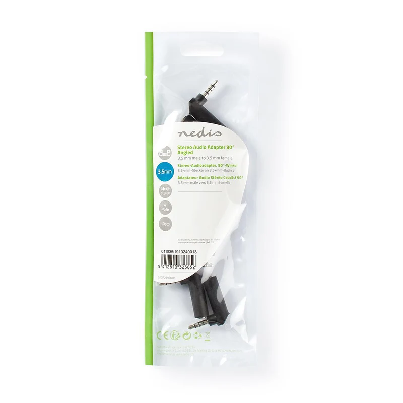 Stereo-Audioadapter 3,5 mm Male - 3,5 mm Female - Vernikkeld