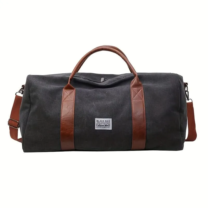 Vintage Weekendtas Canvas met Ruime Vakken voor Reizen Gym Sport Casual Retro Stijl Duffeltas Schoudertas | Sansoti