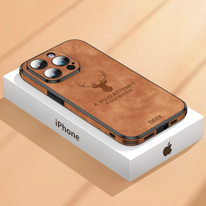 Luxe Leren iPhone Hoesje met Stijlvolle Schokbescherming