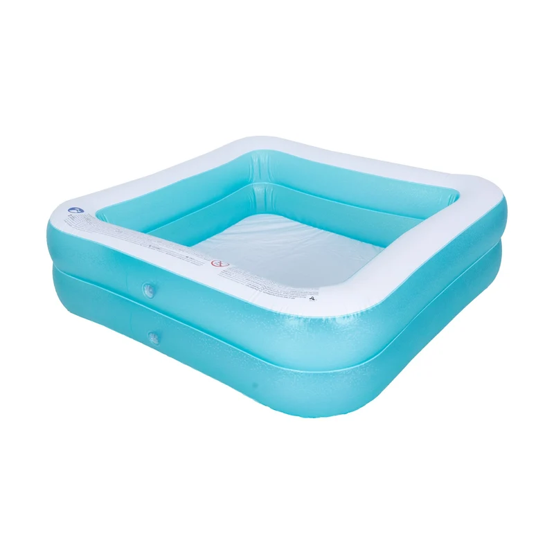 Sunclub Vierkant Opblaasbaar Zwembad 145x145 cm – Familie Zwembad Voor Tuin – Groot Kinderzwembad Met Afvoer – Blauw