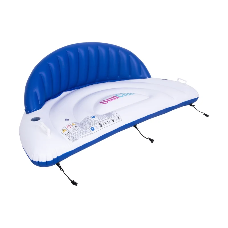 Sunclub Luxe Zwembad Luchtbed met Rugleuning – Drijvend Waterhangmat XXL Blauw/Wit