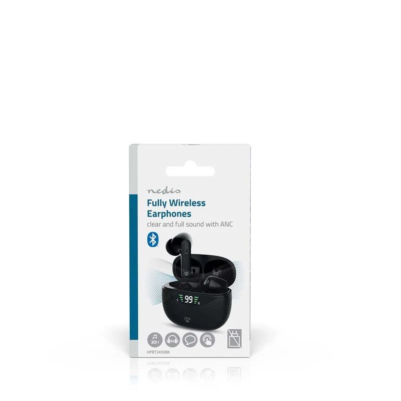 Volledig Draadloze Oordopjes ANC (Active Noise Cancelling) - Bluetooth® - Batterij 1 werkingstijd standaard verbruik: 1800 min