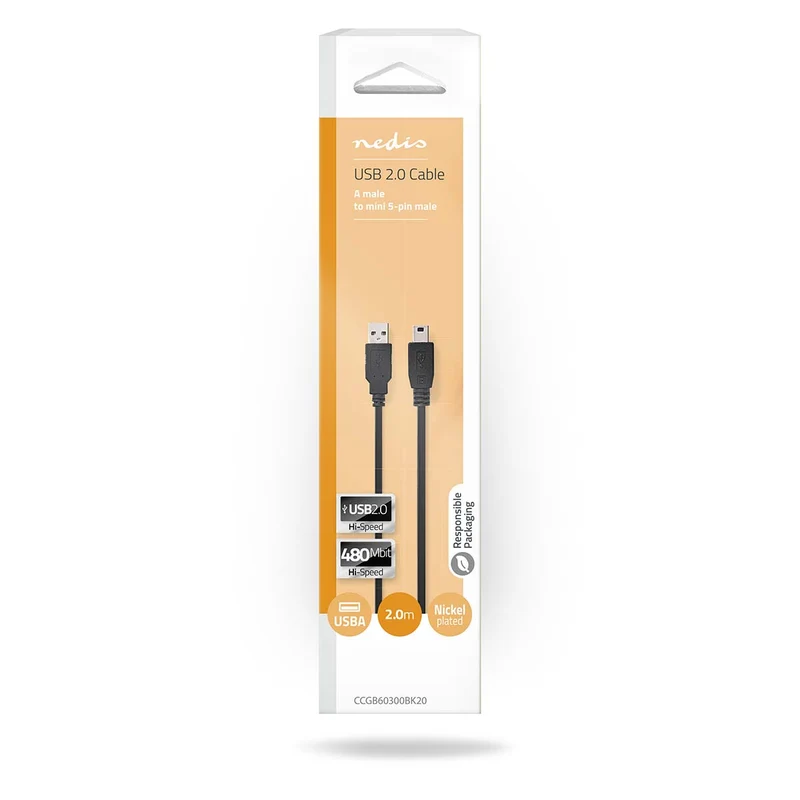 USB-Kabel USB 2.0 - USB-A Male - USB Mini-B 5-Pins Male