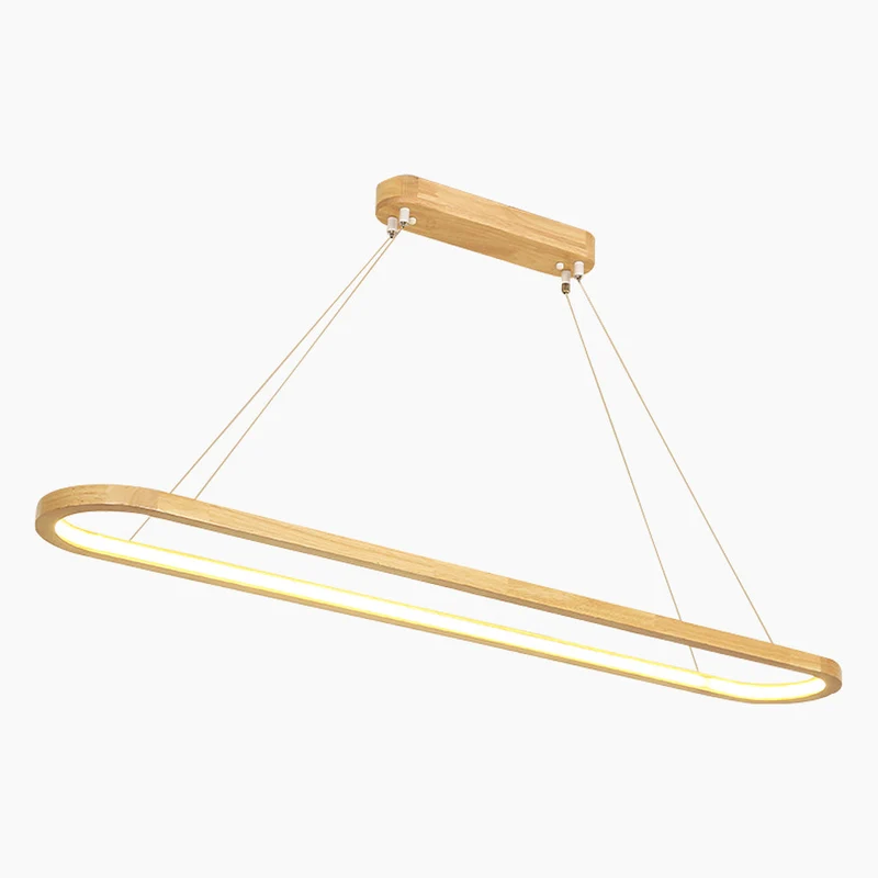 Ovale Houten Hanglamp met Dimbare LED Verlichting en Afstandsbediening voor Eetkamer Keuken Bar Woonkamer | Sansoti