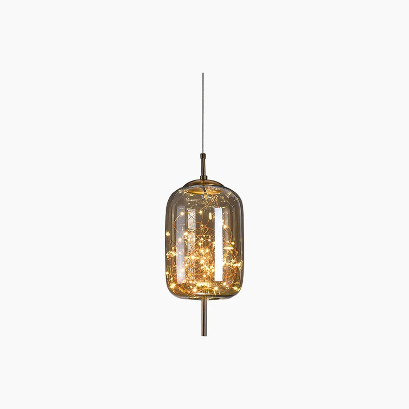 Glazen Hanglamp Sterrenmotief Grijs Amber Verstelbaar Licht Scandinavisch Design Eetkamer Woonkamer Sfeerverlichting | Sansoti
