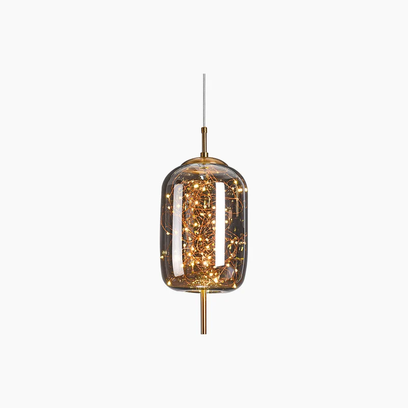 Glazen Hanglamp Sterrenmotief Grijs Amber Verstelbaar Licht Scandinavisch Design Eetkamer Woonkamer Sfeerverlichting | Sansoti
