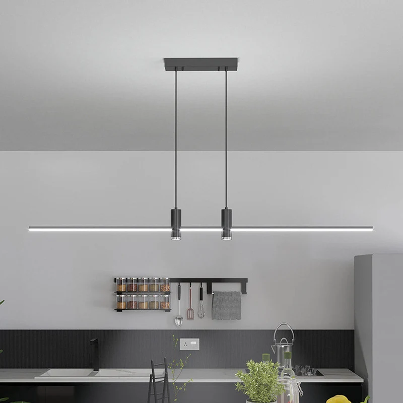 Hanglamp Minimalistisch LED met Spotlights Zwart Goud Aluminium Dimbaar Afstandsbediening voor Eetkamer | Sansoti
