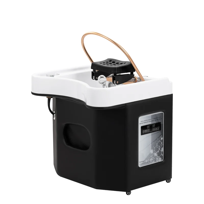 Head Spa Gabbiano 050 Zwart – Mobiele Haarwas met Waterfall & Stoom – Japanse Hoofdspa Unit – Luxe Salon Apparatuur
