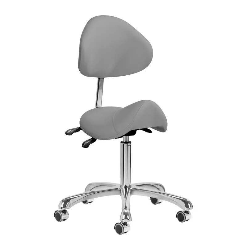 Giovanni 1004 cosmetische zadelkruk grijs – Ergonomisch – Met verstelbare rugleuning – Hydraulisch – Voor salon en praktijk