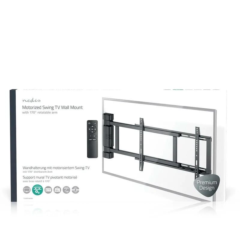 Gemotoriseerde TV-Muurbeugel 32 - 75" - Maximaal schermgewicht: 50 kg - Draaibaar
