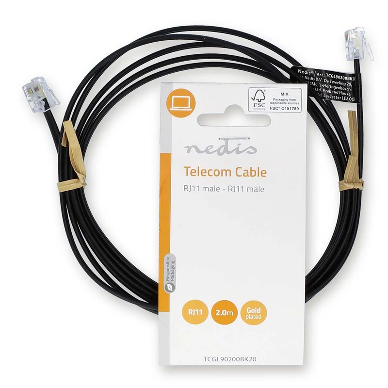 Telecomkabel RJ11 Male - RJ11 Male - Kabel design: Plat
