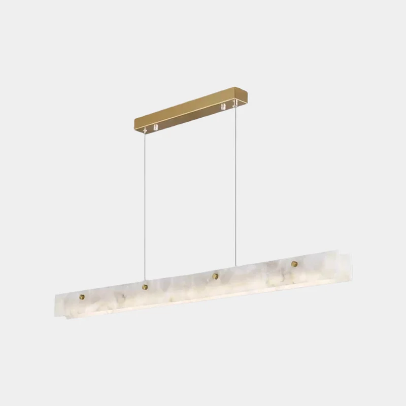 Dimbare LED Hanglamp Marmer Linear voor Eetkamer Keukeneiland Wit Goud Afstandsbediening 3 Lichtkleuren | Sansoti
